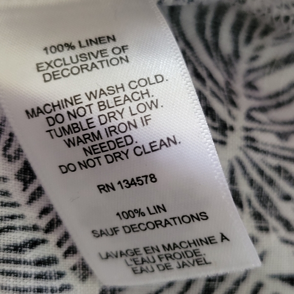 NWT Vineyard Vines Linear Palms Tunic Dress 100% Linen Black White Tassel Tie LG - Picture 16 of 16